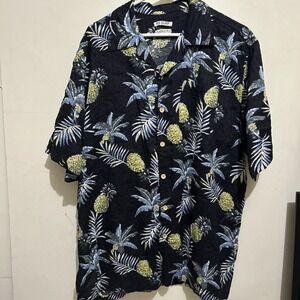 Men's RS Surf Hawaiian Shirt 2XL COTTON/LINEN Button Down‎ Hawaiian Floral Print